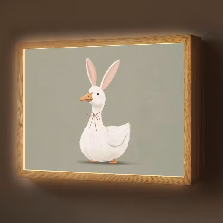 Eend - Konijnoren - Grijs Light Box met batterij (Wandlamp) middel -z3d_website