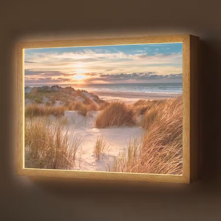 Duin - Planten - Zonsondergang - Strand - Zee Light Box met batterij (Wandlamp) middel -z3d_website