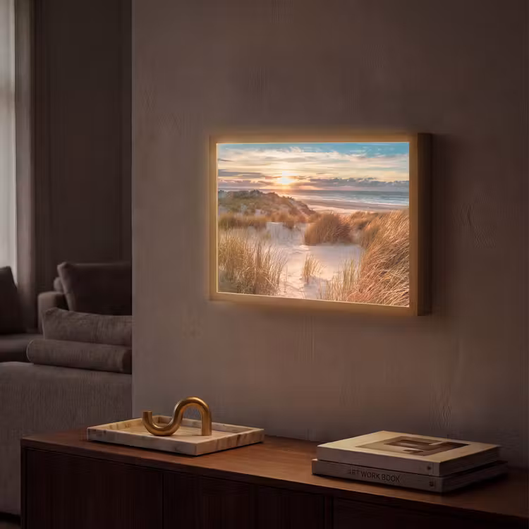 Duin - Planten - Zonsondergang - Strand - Zee Light Box met batterij (Wandlamp) middel -sfeer1