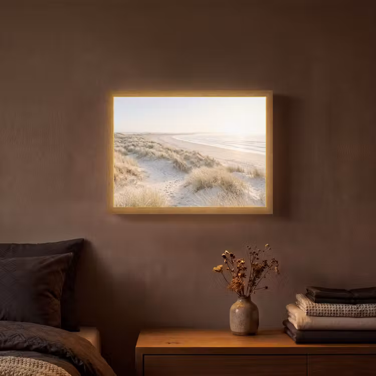 Duinen - Strand - Beige Light Box met batterij (Wandlamp) middel -sfeer4