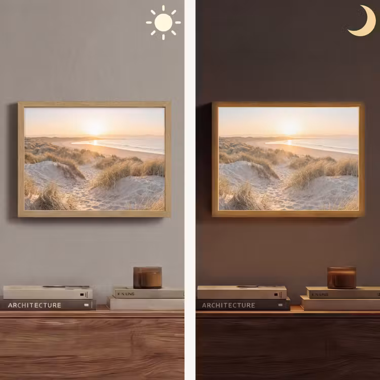 Duinen - Strand - Zee Light Box met batterij (Wandlamp) middel -sfeer3
