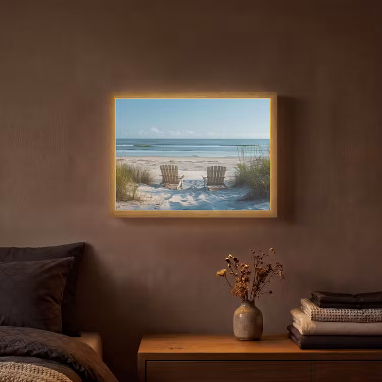 Duinen - Strand - Zee - Zomer Light Box met batterij (Wandlamp) middel -sfeer4