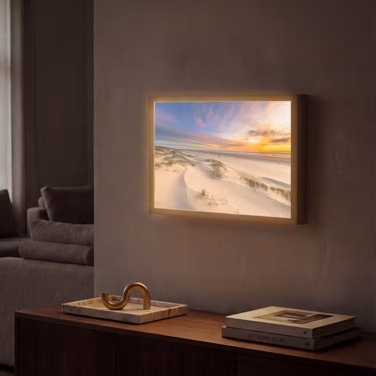 Duinen - Strand - Zonsondergang - Natuur - Zomer Light Box met batterij (Wandlamp) middel -sfeer1