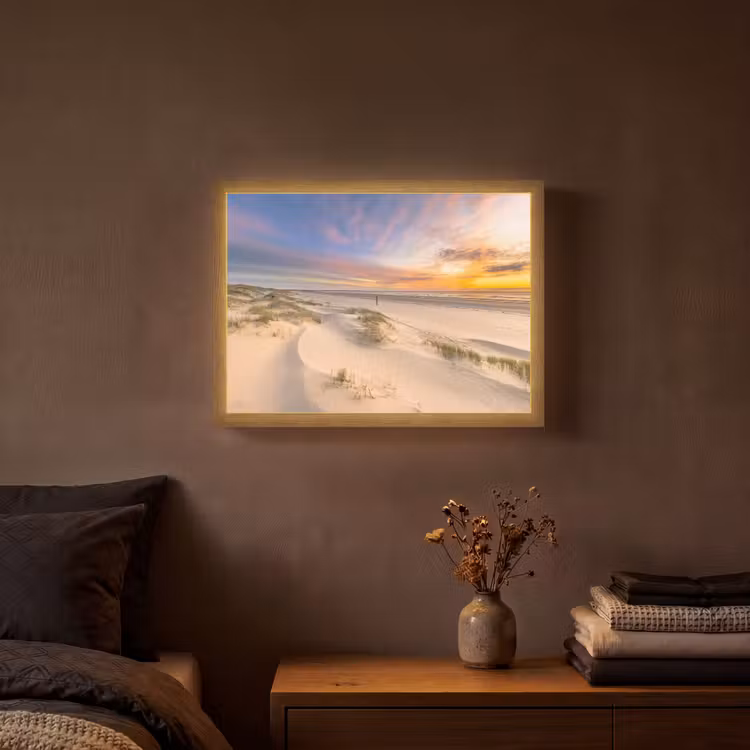 Duinen - Strand - Zonsondergang - Natuur - Zomer Light Box met batterij (Wandlamp) middel -sfeer4