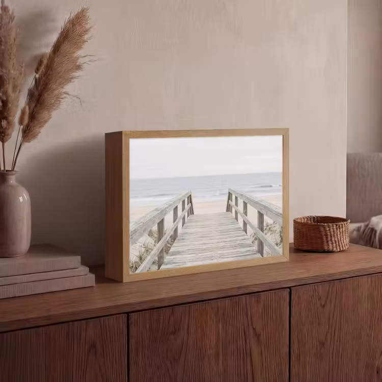 Duinen - Vlonder - Oceaan Light Box met batterij (Wandlamp) middel -sfeer2