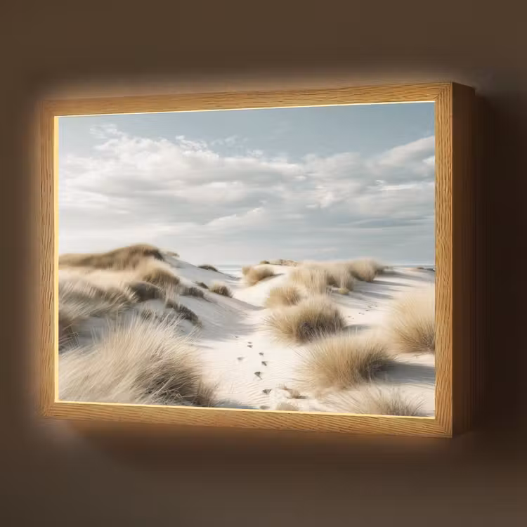 Duinen - Gras - Sporen - Wolken Light Box met batterij (Wandlamp) middel -z3d_website