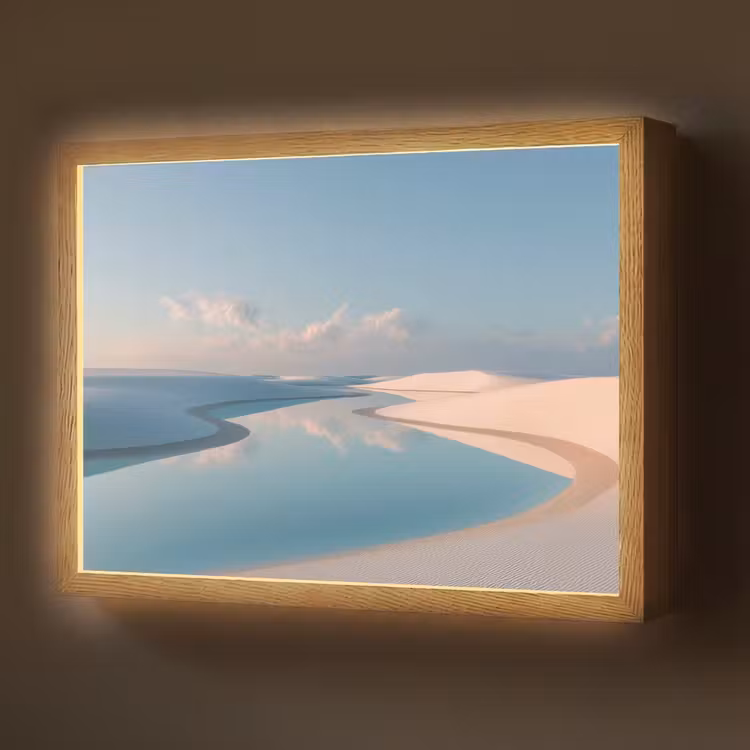 Duinen - Waterplas - Oneindige rust Light Box met batterij (Wandlamp) middel -z3d_website