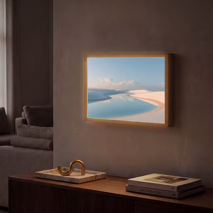Duinen - Waterplas - Oneindige rust Light Box met batterij (Wandlamp) middel -sfeer1