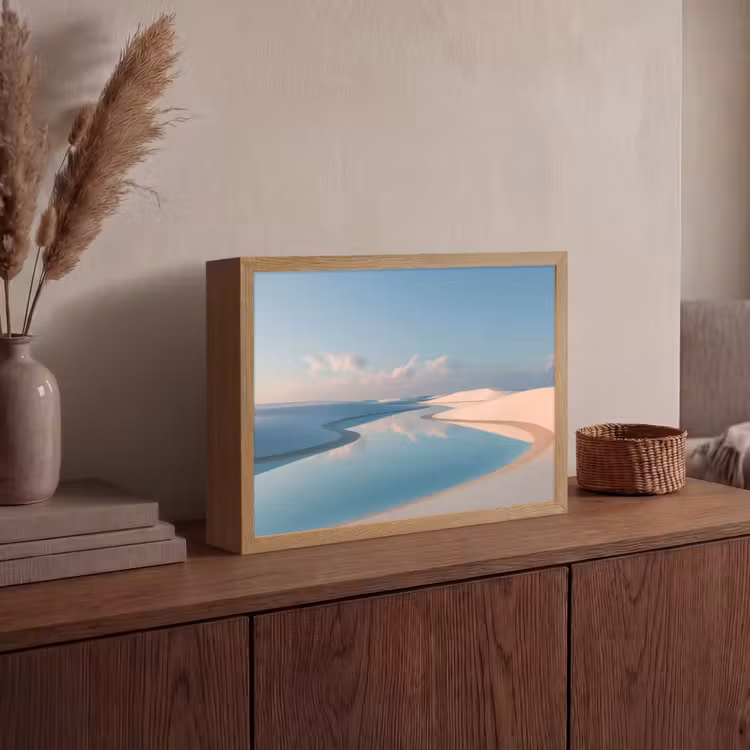 Duinen - Waterplas - Oneindige rust Light Box met batterij (Wandlamp) middel -sfeer2
