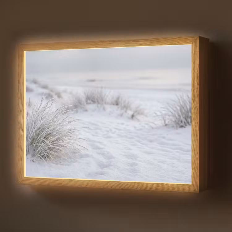 Duinen - Sneeuw - Strand - Winter - Serene Light Box met batterij (Wandlamp) middel -z3d_website