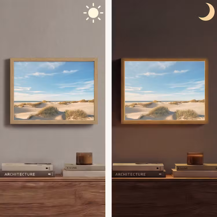 Duinen - Zomer - Landschap - Zee - Strand Light Box met batterij (Wandlamp) middel -sfeer3