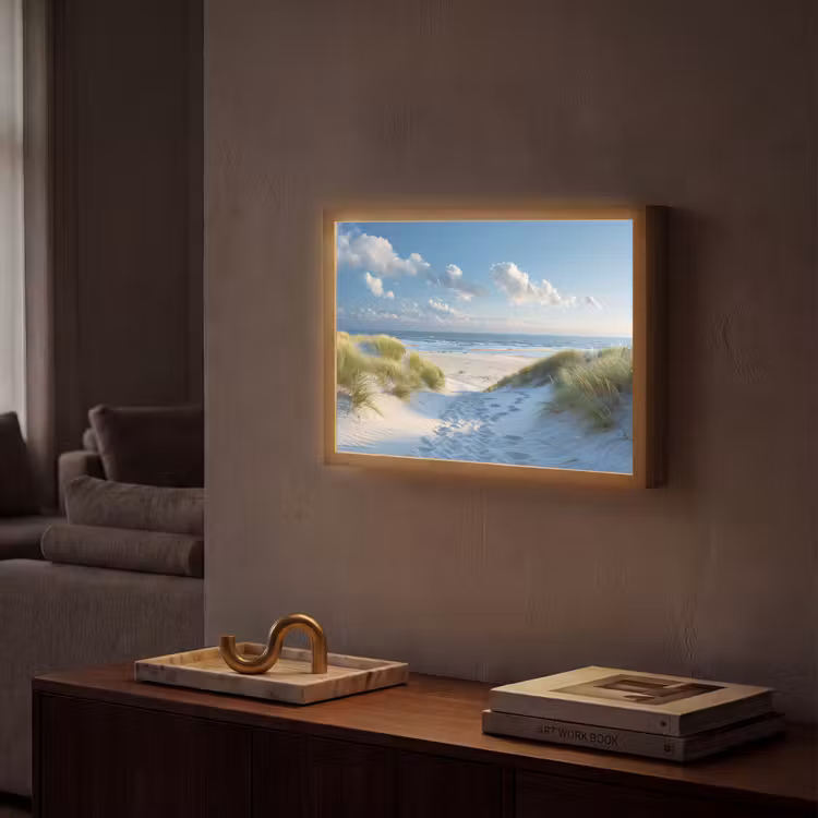 Duinen - Zomer - Zon - Landschap - Zee Light Box met batterij (Wandlamp) middel -sfeer1