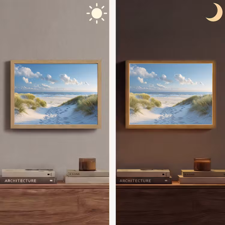 Duinen - Zomer - Zon - Landschap - Zee Light Box met batterij (Wandlamp) middel -sfeer3