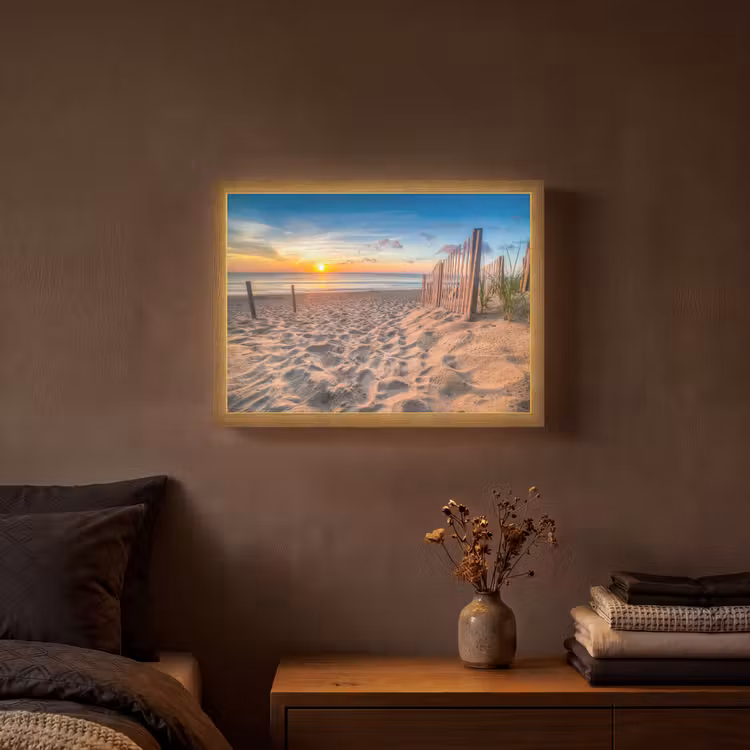 Duinen - Zonsondergang - Strand - Zee - Horizon Light Box met batterij (Wandlamp) middel -sfeer4