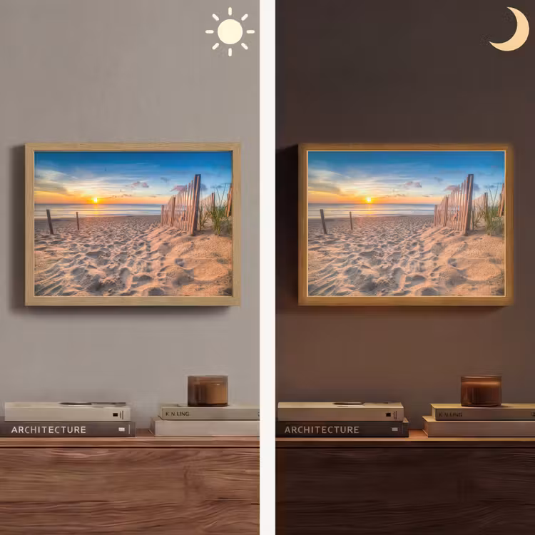 Duinen - Zonsondergang - Strand - Zee - Horizon Light Box met batterij (Wandlamp) middel -sfeer3