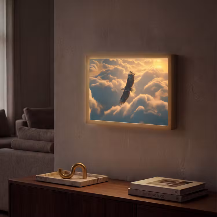 Adelaar - Wolken - Zon Light Box met batterij (Wandlamp) middel -sfeer1