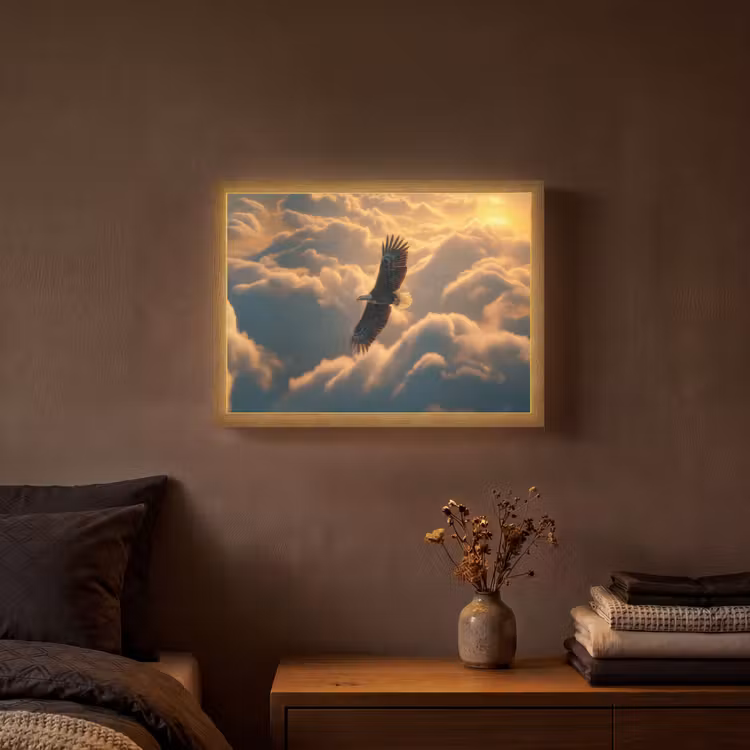 Adelaar - Wolken - Zon Light Box met batterij (Wandlamp) middel -sfeer4