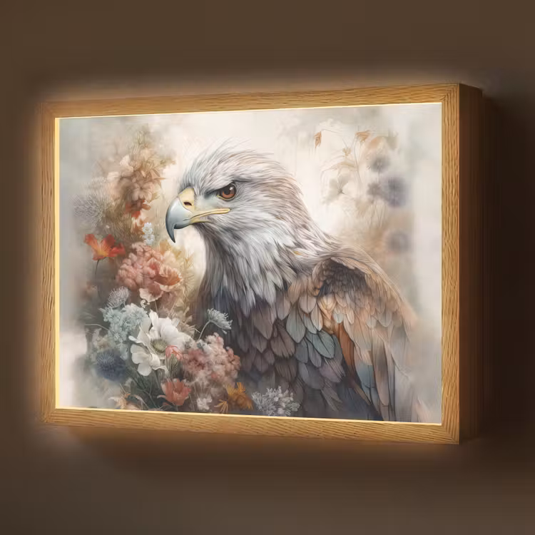 Arend - Adelaar - Vogel - Bloemen - Natuur Light Box met batterij (Wandlamp) middel -z3d_website