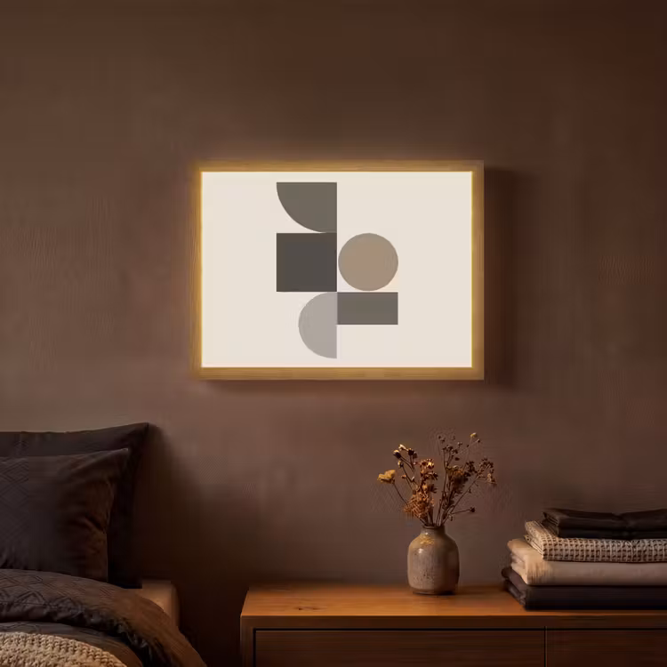 Aardetinten - Abstracte compositie - Eenvoudige vormen Light Box met batterij (Wandlamp) middel -sfeer4
