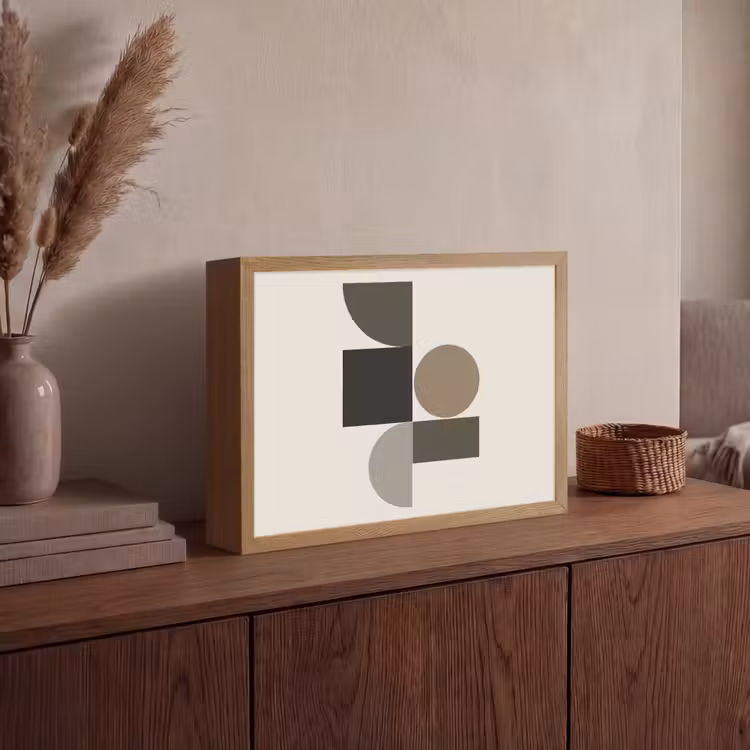 Aardetinten - Abstracte compositie - Eenvoudige vormen Light Box met batterij (Wandlamp) middel -sfeer2