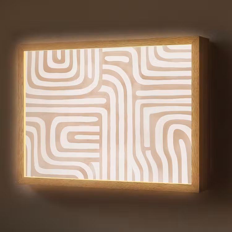 Aardetinten - Labyrintpatroon Light Box met batterij (Wandlamp) middel -z3d_website