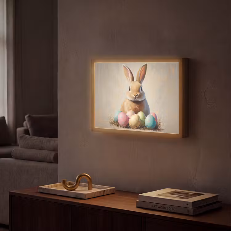Paashaas - Pastel - Eieren Light Box met batterij (Wandlamp) middel -sfeer1