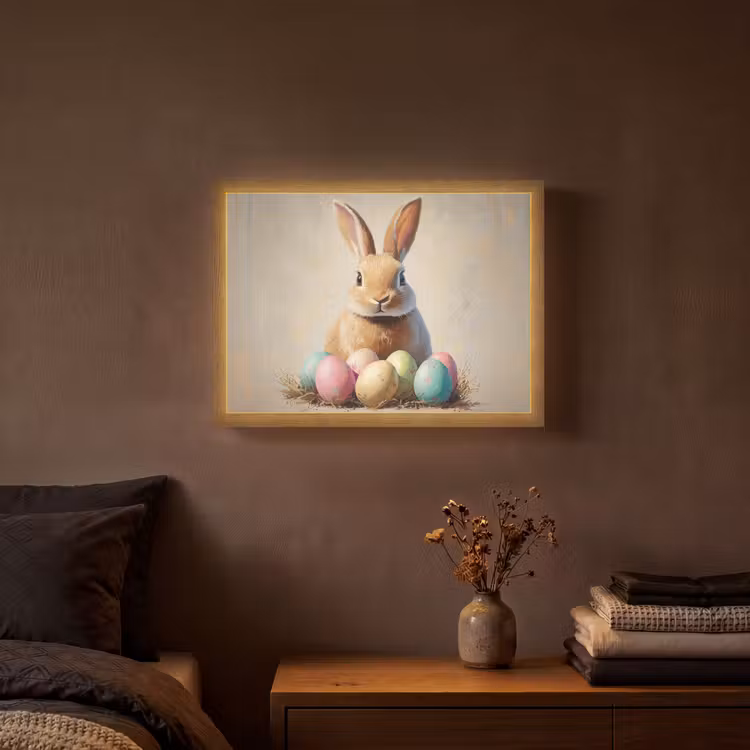 Paashaas - Pastel - Eieren Light Box met batterij (Wandlamp) middel -sfeer4