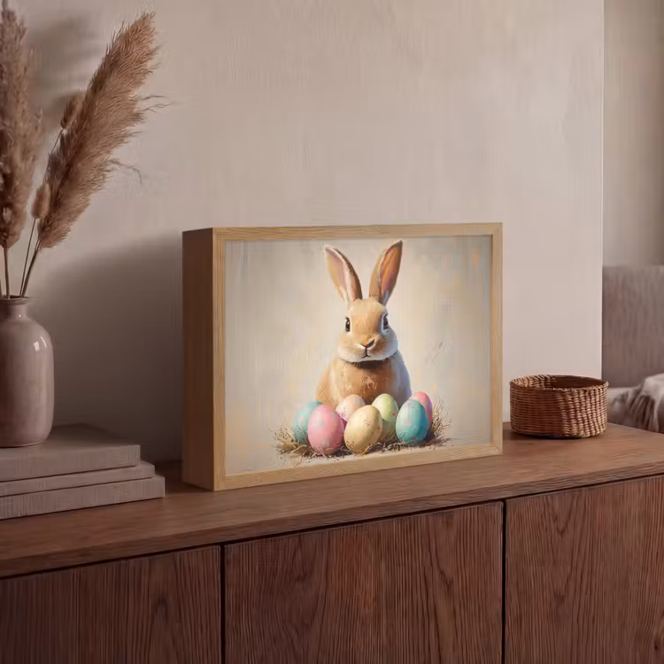 Paashaas - Pastel - Eieren Light Box met batterij (Wandlamp) middel -sfeer2