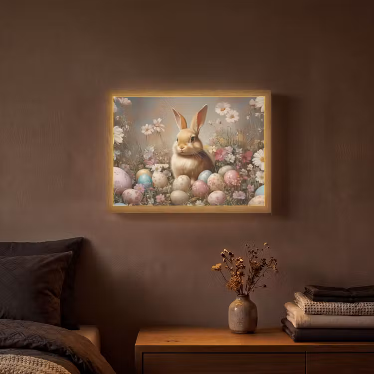 Paashaas - Lente - Paaseieren Light Box met batterij (Wandlamp) middel -sfeer4