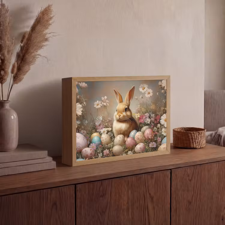 Paashaas - Lente - Paaseieren Light Box met batterij (Wandlamp) middel -sfeer2