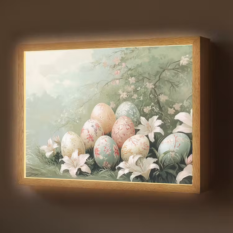 Paaseieren - Pasteltinten - Bloemen Light Box met batterij (Wandlamp) middel -z3d_website