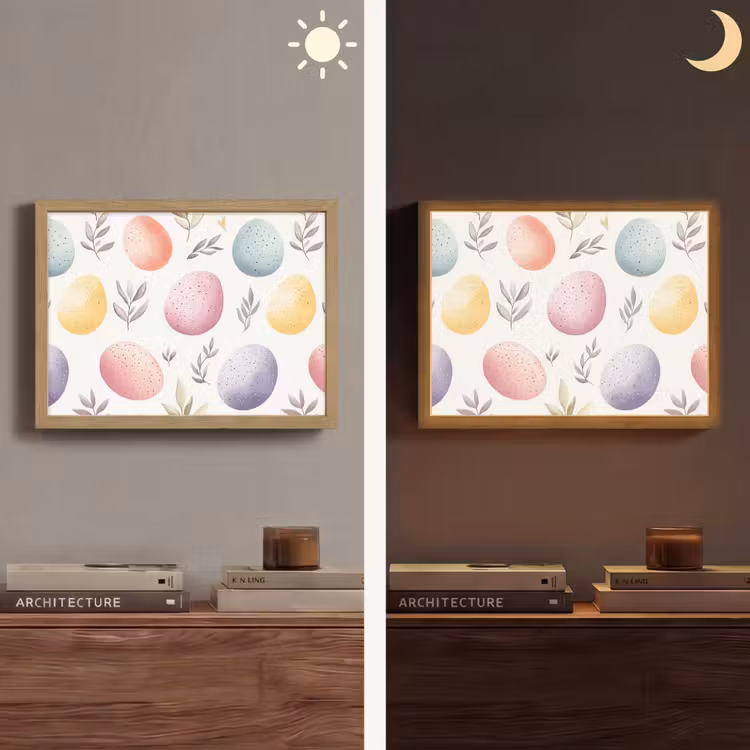 Eieren - Kleurrijk - Patroon Light Box met batterij (Wandlamp) middel -sfeer3