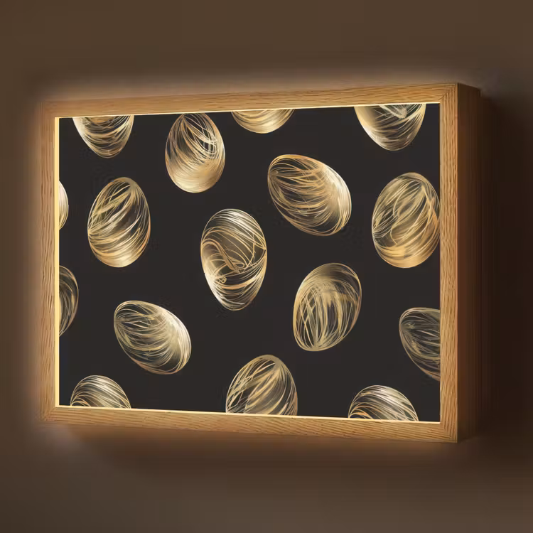 Eieren - Goud - Patroon Light Box met batterij (Wandlamp) middel -z3d_website