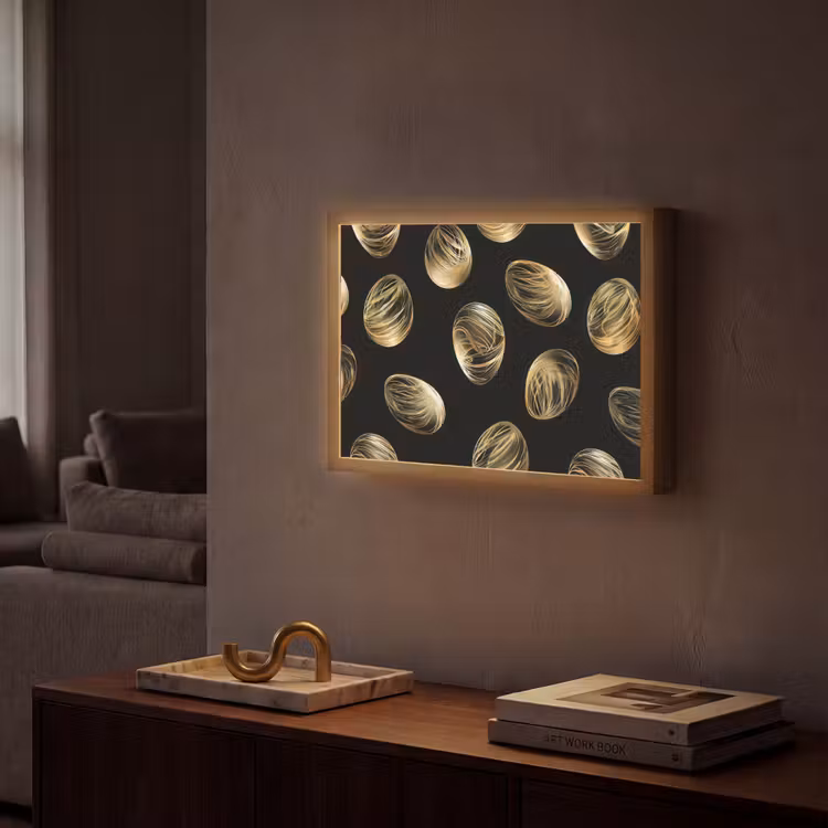 Eieren - Goud - Patroon Light Box met batterij (Wandlamp) middel -sfeer1