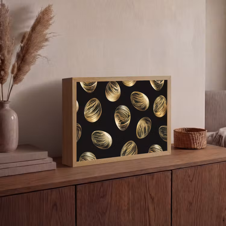 Eieren - Goud - Patroon Light Box met batterij (Wandlamp) middel -sfeer2
