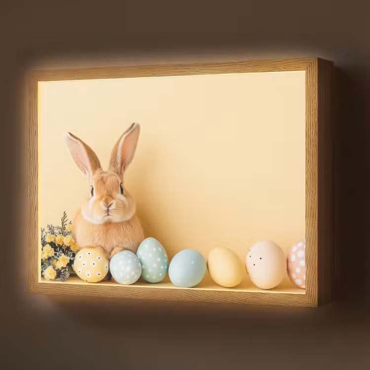 Eieren - Konijn - Pasteltinten Light Box met batterij (Wandlamp) middel -z3d_website