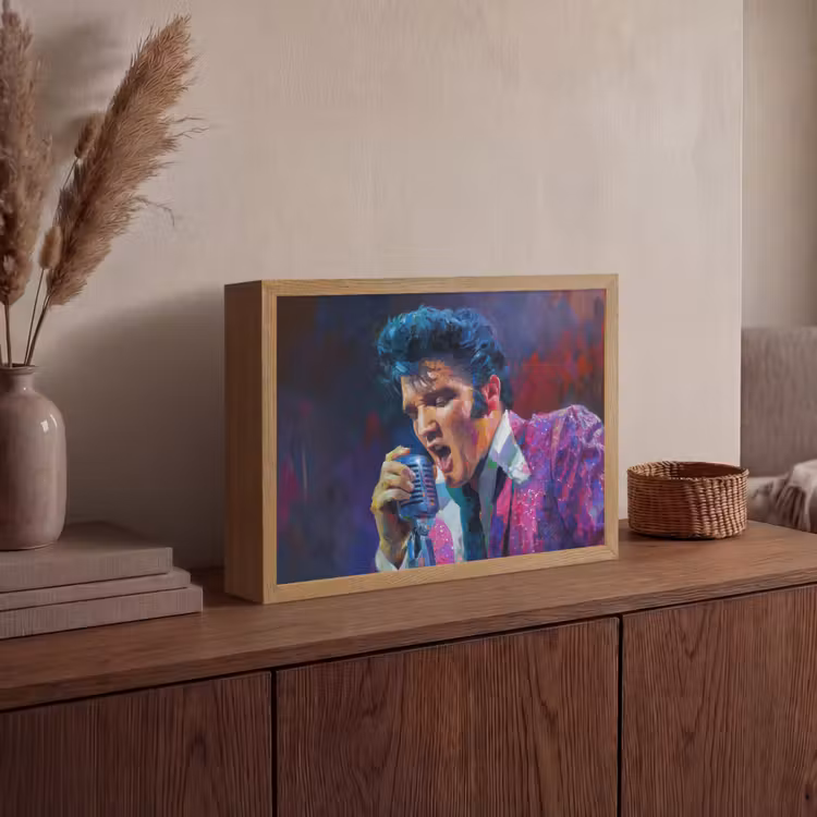 Expressief - Microfoon - Paars Light Box met batterij (Wandlamp) middel -sfeer2