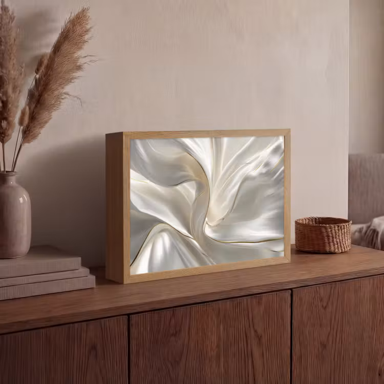 Stof - Plooien - Goud Light Box met batterij (Wandlamp) middel -sfeer2