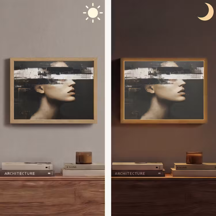 Gezicht - Vrouw - Zwart - Abstract Light Box met batterij (Wandlamp) middel -sfeer3