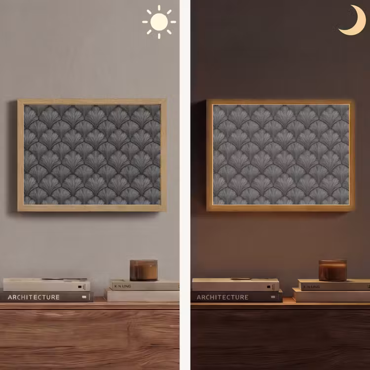 Waaier - Motief - Grijs Light Box met batterij (Wandlamp) middel 907 -sfeer3