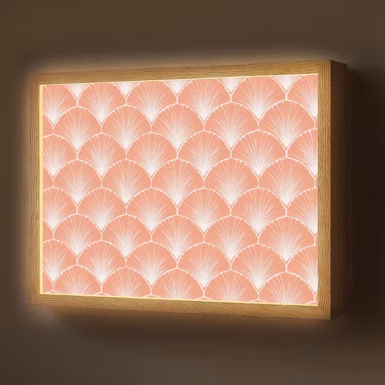 Waaier - Motief - Zalmroze Light Box met batterij (Wandlamp) middel 907 -z3d_website