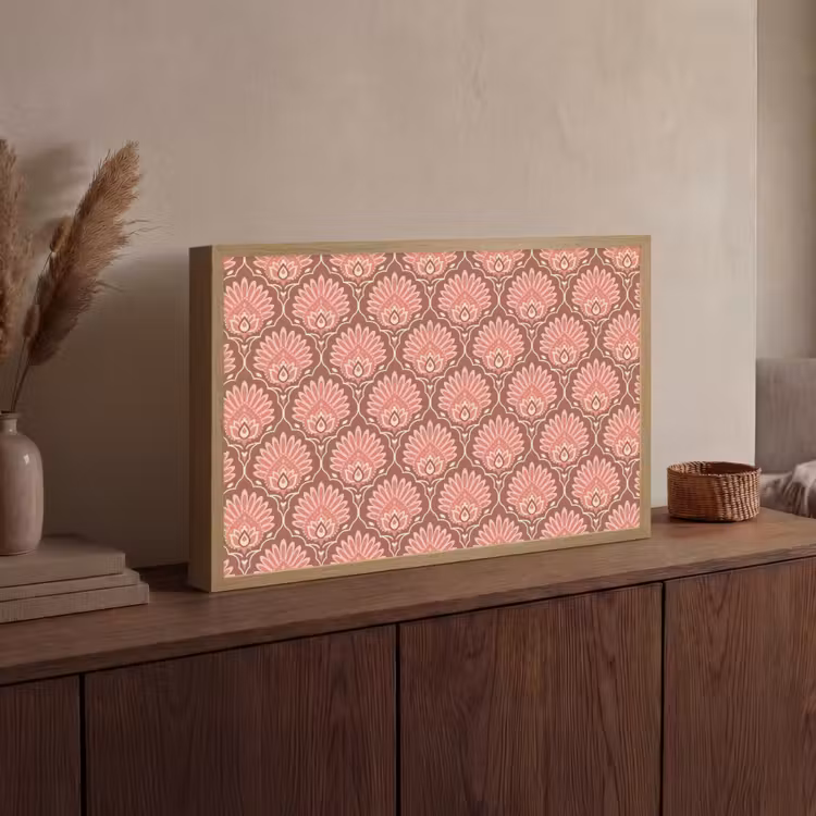 Waaiermotief - Patroon - Roze Light Box met batterij (Wandlamp) middel -sfeer2