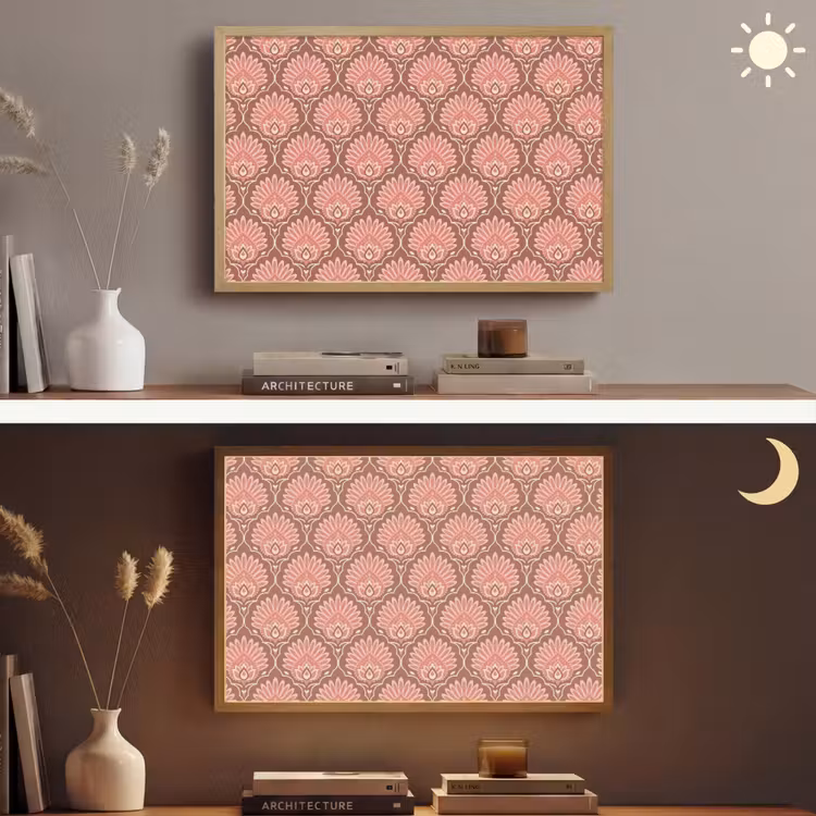 Waaiermotief - Patroon - Roze Light Box met batterij (Wandlamp) middel -sfeer3