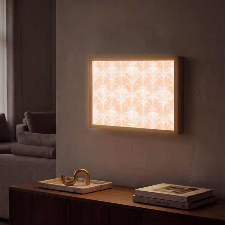 Waaier - Patroon - Perzik Light Box met batterij (Wandlamp) middel 907 -sfeer1
