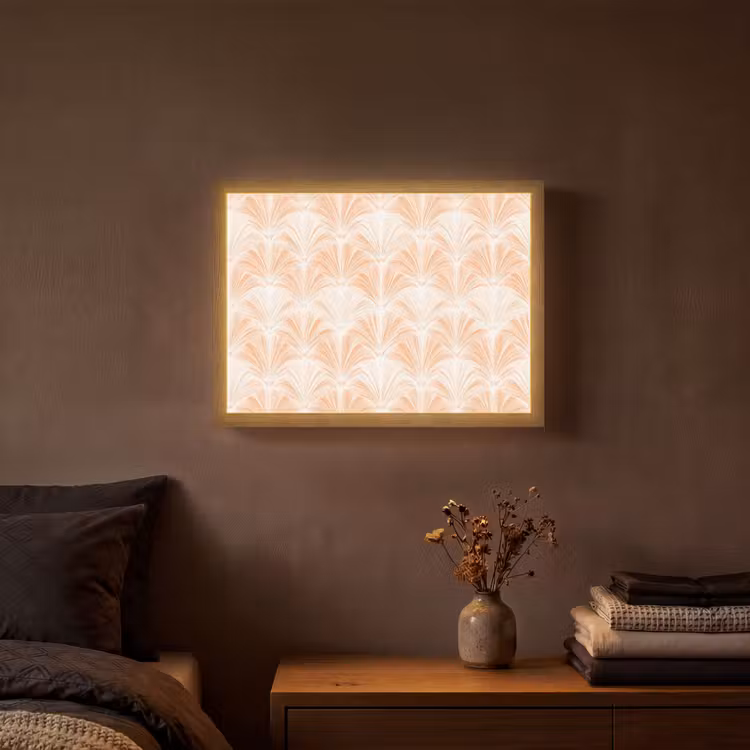 Waaier - Patroon - Perzik Light Box met batterij (Wandlamp) middel 907 -sfeer4