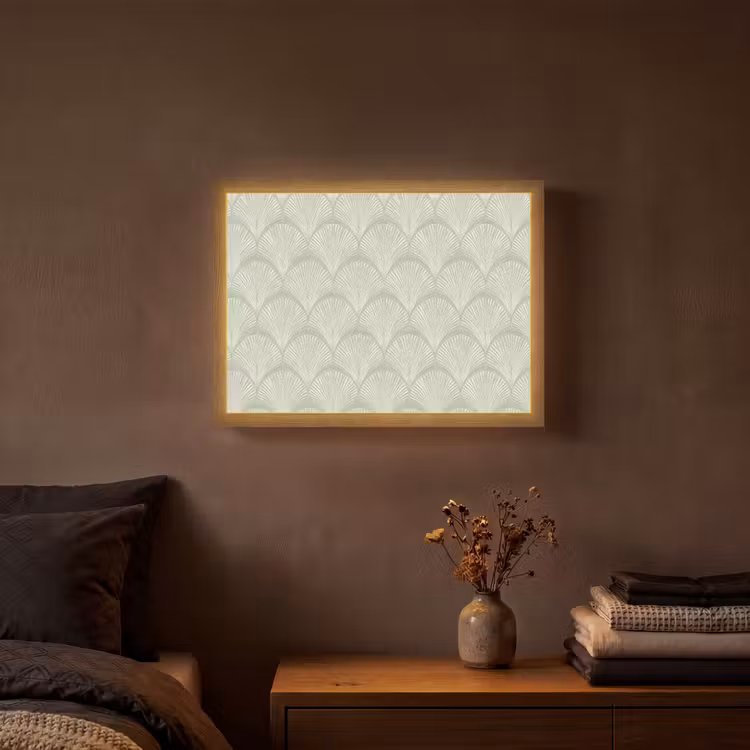 Waaiers - Patroon - Groen Light Box met batterij (Wandlamp) middel 907 -sfeer4