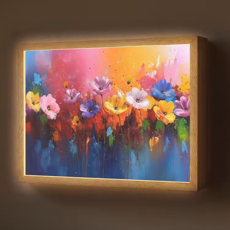 Fantasiebloemen - Verf - Speels Light Box met batterij (Wandlamp) middel -z3d_website