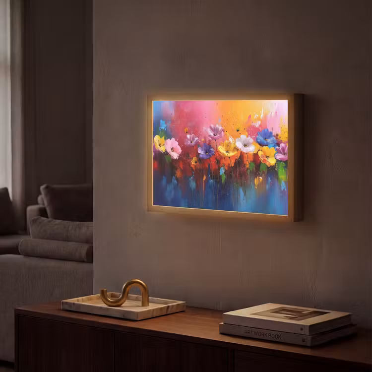 Fantasiebloemen - Verf - Speels Light Box met batterij (Wandlamp) middel -sfeer1