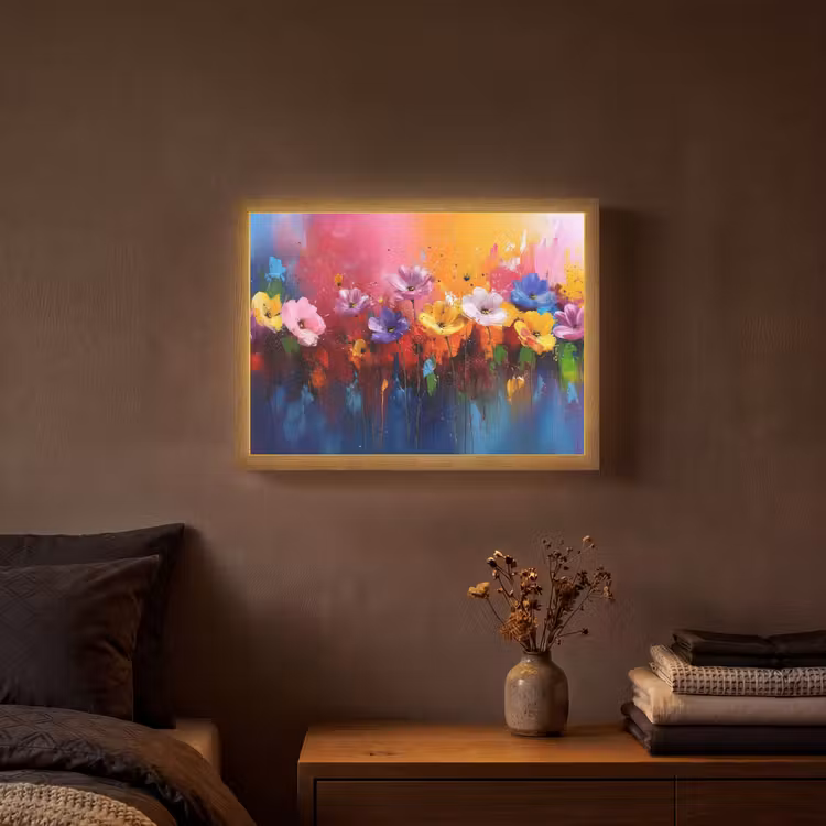 Fantasiebloemen - Verf - Speels Light Box met batterij (Wandlamp) middel -sfeer4