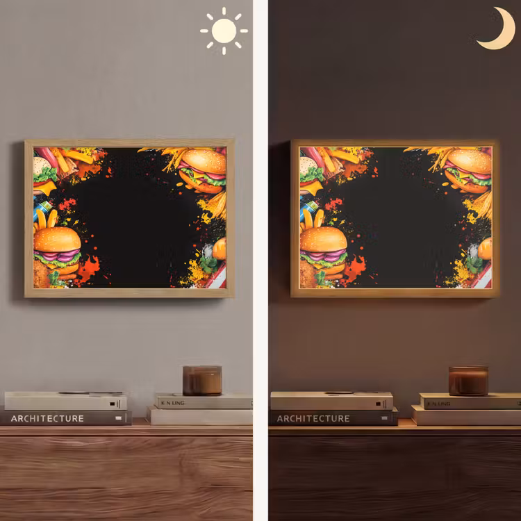 Fastfood - Graffiti - Hamburger - Eten - Modern Light Box met batterij (Wandlamp) middel -sfeer3